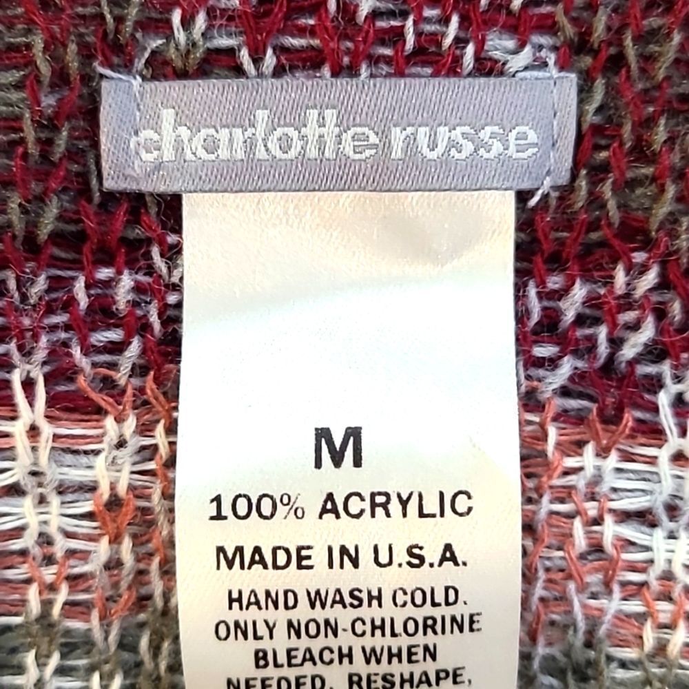 Charlotte Russe Gray & Maroon Cardigan Wrap with Fringe Accents, Size Medium - Picture 8 of 8